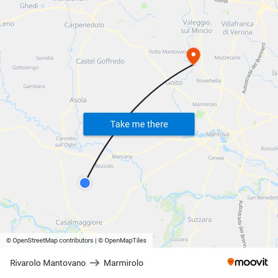 Rivarolo Mantovano to Marmirolo map