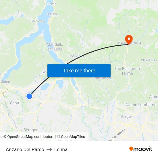 Anzano Del Parco to Lenna map