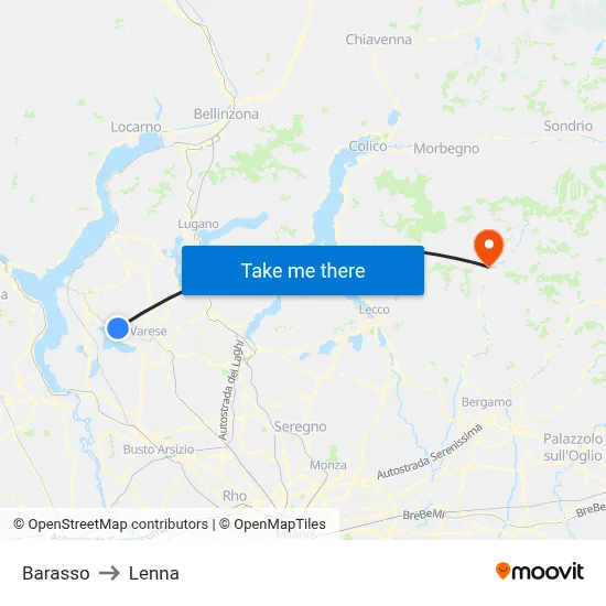 Barasso to Lenna map