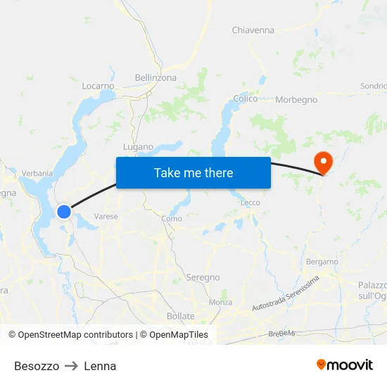 Besozzo to Lenna map