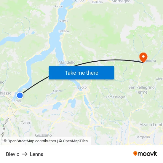 Blevio to Lenna map