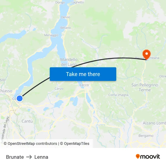 Brunate to Lenna map