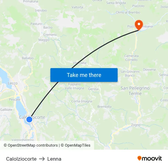 Calolziocorte to Lenna map