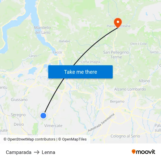 Camparada to Lenna map
