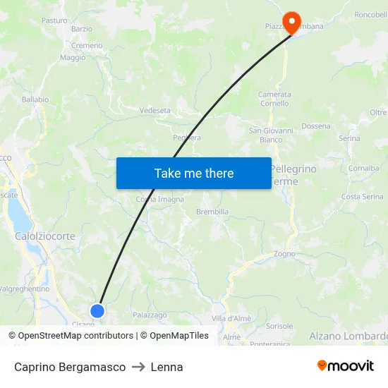 Caprino Bergamasco to Lenna map