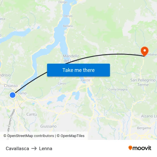 Cavallasca to Lenna map