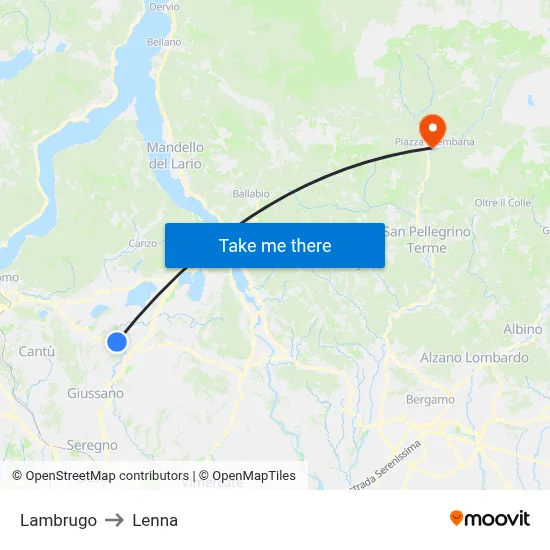 Lambrugo to Lenna map