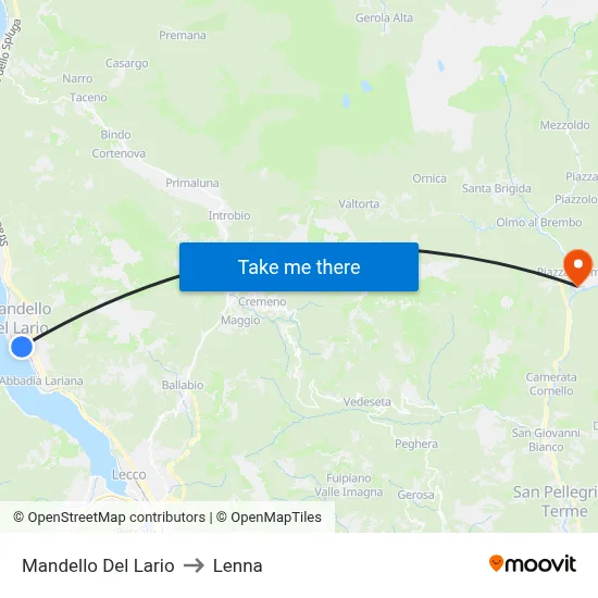 Mandello Del Lario to Lenna map