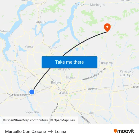 Marcallo con Casone to Lenna map