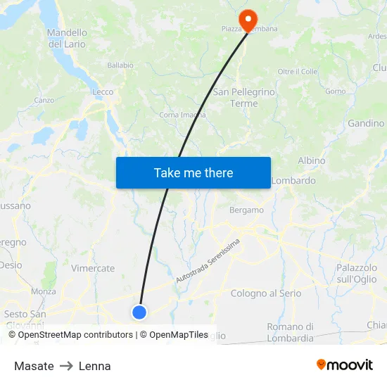 Masate to Lenna map
