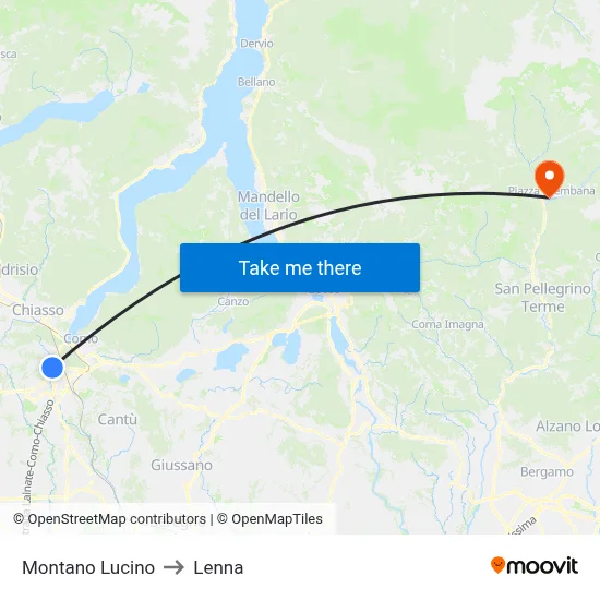 Montano Lucino to Lenna map
