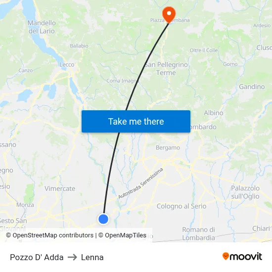 Pozzo D' Adda to Lenna map