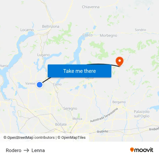 Rodero to Lenna map