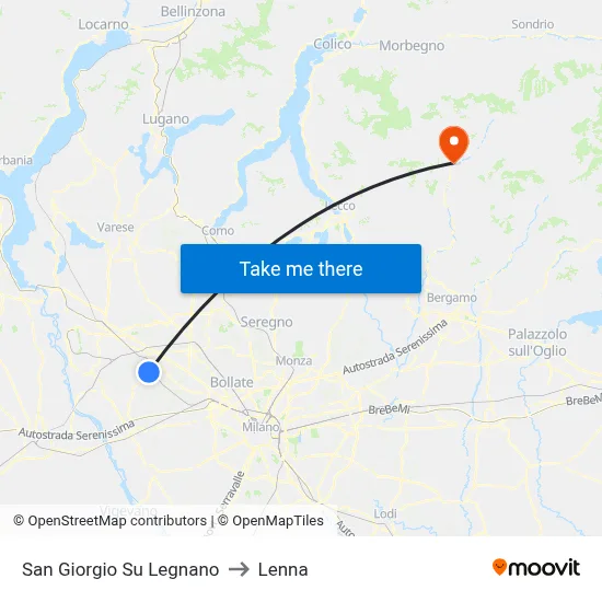 San Giorgio Su Legnano to Lenna map