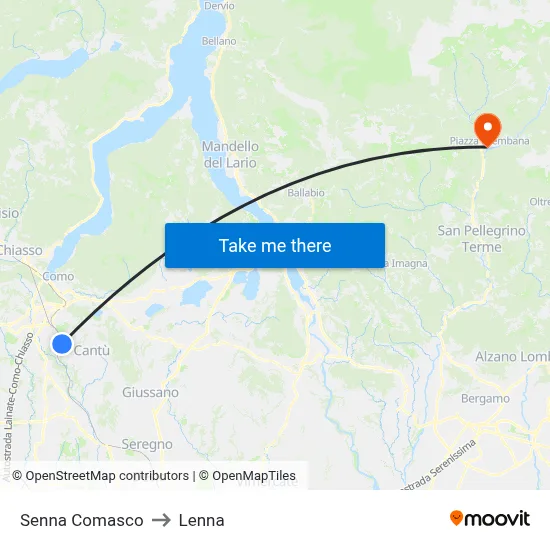 Senna Comasco to Lenna map