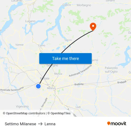 Settimo Milanese to Lenna map