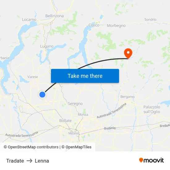 Tradate to Lenna map