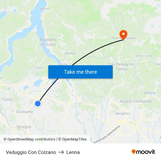 Veduggio Con Colzano to Lenna map