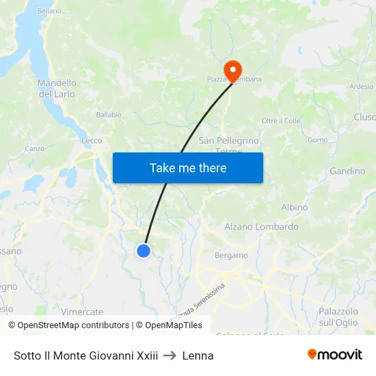 Sotto Il Monte Giovanni Xxiii to Lenna map