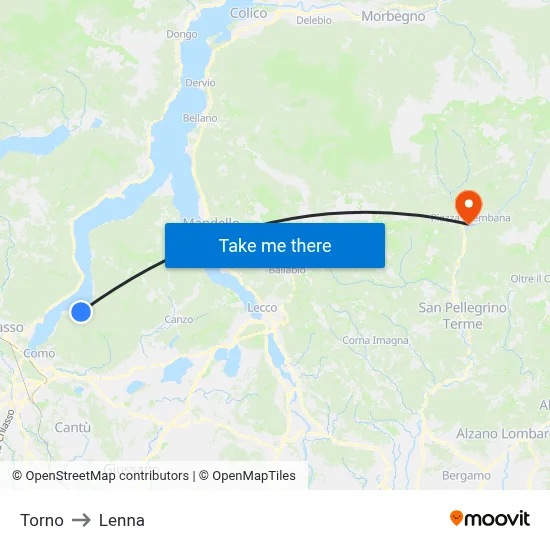Torno to Lenna map