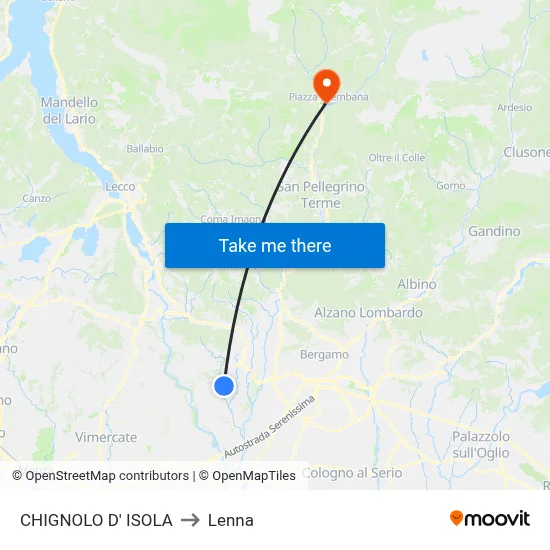CHIGNOLO D' ISOLA to Lenna map
