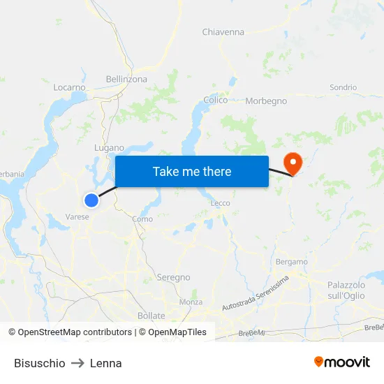 Bisuschio to Lenna map