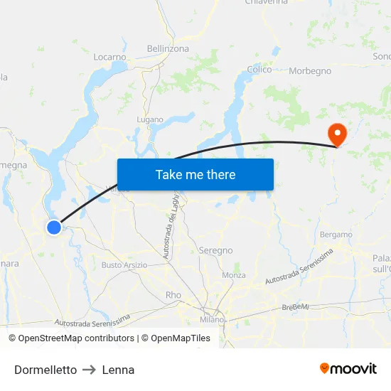 Dormelletto to Lenna map