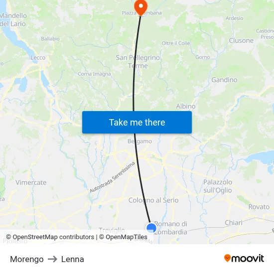 Morengo to Lenna map