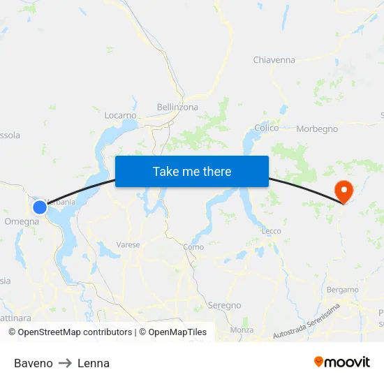 Baveno to Lenna map