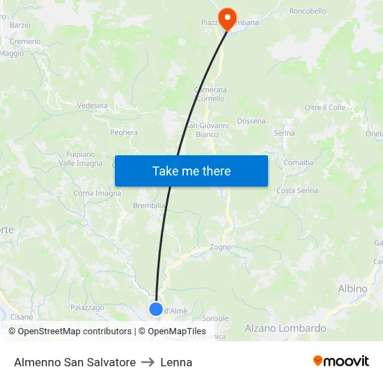 Almenno San Salvatore to Lenna map