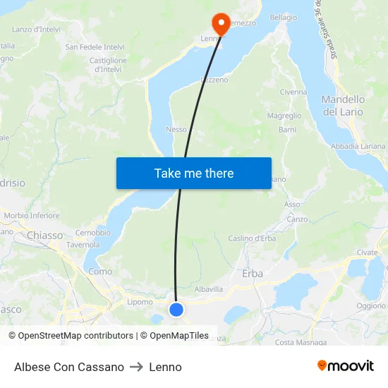 Albese con Cassano to Lenno map