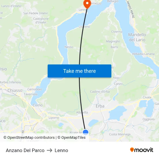 Anzano Del Parco to Lenno map