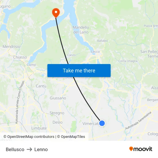 Bellusco to Lenno map