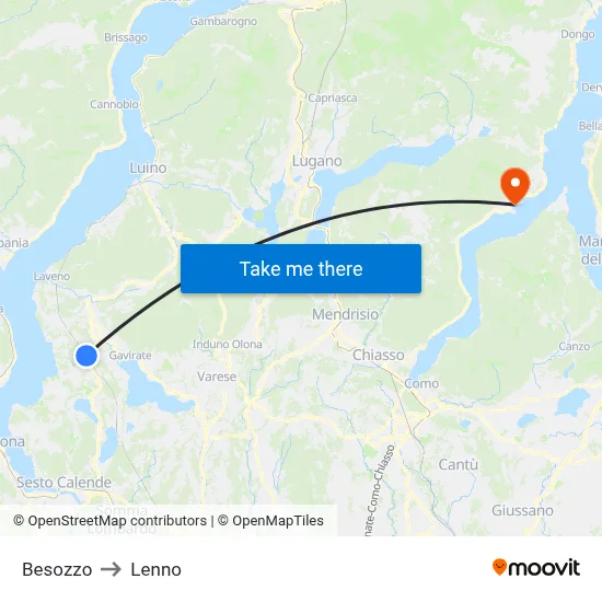 Besozzo to Lenno map