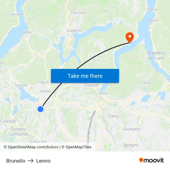 Brunello to Lenno map
