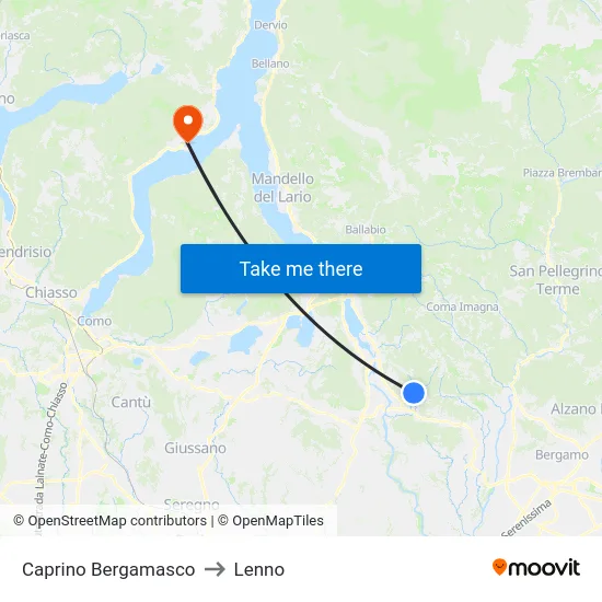 Caprino Bergamasco to Lenno map