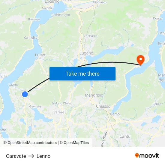 Caravate to Lenno map