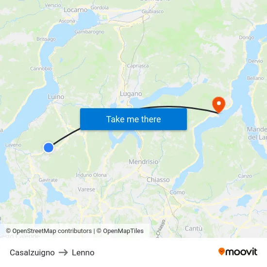 Casalzuigno to Lenno map