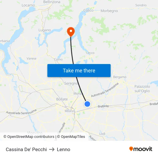 Cassina De' Pecchi to Lenno map