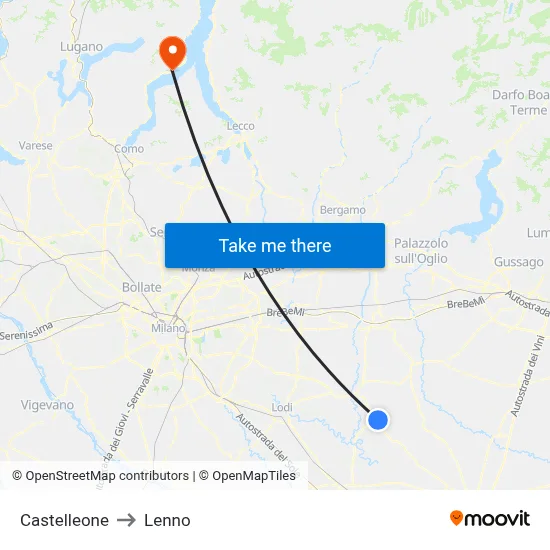 Castelleone to Lenno map