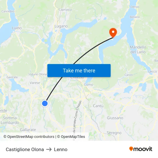 Castiglione Olona to Lenno map