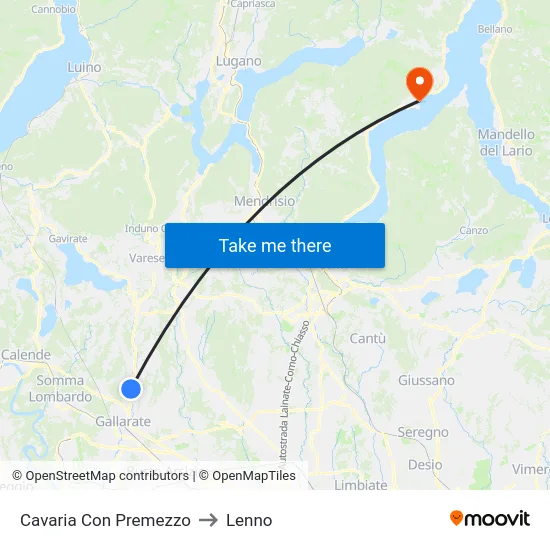 Cavaria con Premezzo to Lenno map
