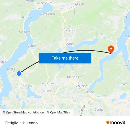 Cittiglio to Lenno map