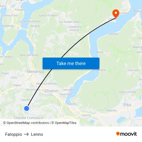 Faloppio to Lenno map