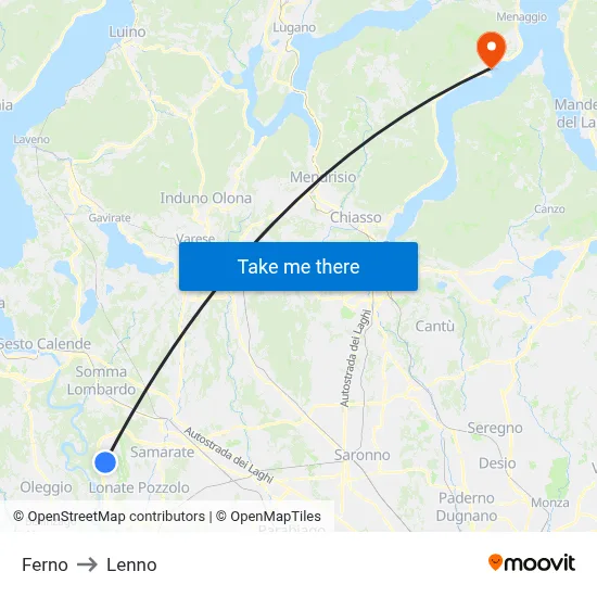 Ferno to Lenno map