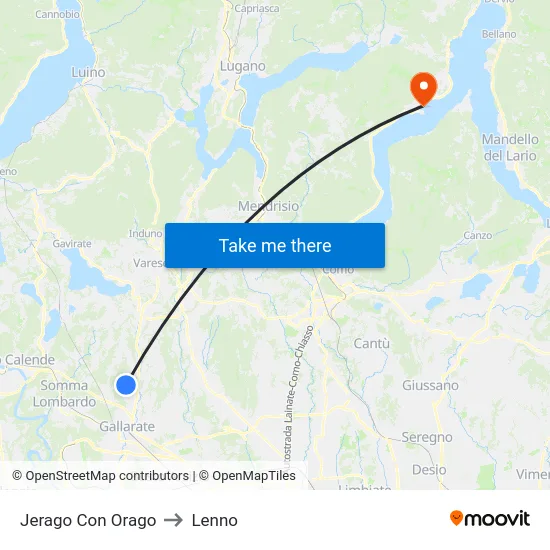 Jerago con Orago to Lenno map