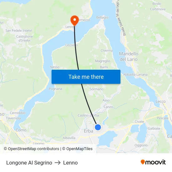 Longone Al Segrino to Lenno map