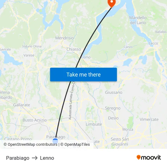 Parabiago to Lenno map