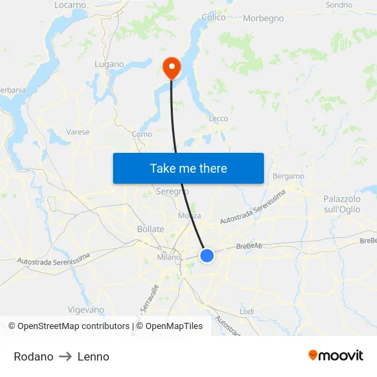 Rodano to Lenno map