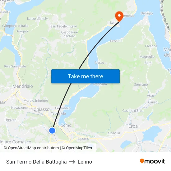 San Fermo Della Battaglia to Lenno map